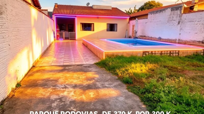 SUÍTE, PISCINA E CHURRASQUEIRA